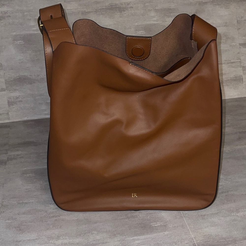 Banana Republic- Large Brown Vegan Leather Shoulder Bag - Picture 5 of 13